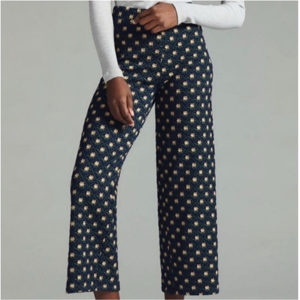 Anthropologie dRA Chrissen Wide Leg Floral Quilted Pant